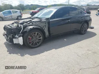 2024 Infiniti Q50 Red Sport 400 with VIN JN1FV7DP3RM660196, listed as a Copart auction lot 64427775 with 13,252 mi miles and Salvage title. Bid and sale history available at DreamBid. Image 1.