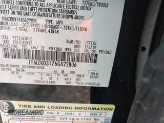 2006 Ford Freestyle Limited with VIN 1FMZK03176GA22806, listed as a IAAI auction lot 42749391 with 160,462 mi miles and . Bid and sale history available at DreamBid. Image 9.