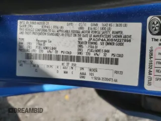 2011 Ford Fiesta S with VIN 3FADP4AJ0BM227898, listed as a Copart auction lot 61448165 with 188,045 mi miles and Salvage title. Bid and sale history available at DreamBid. Image 12.