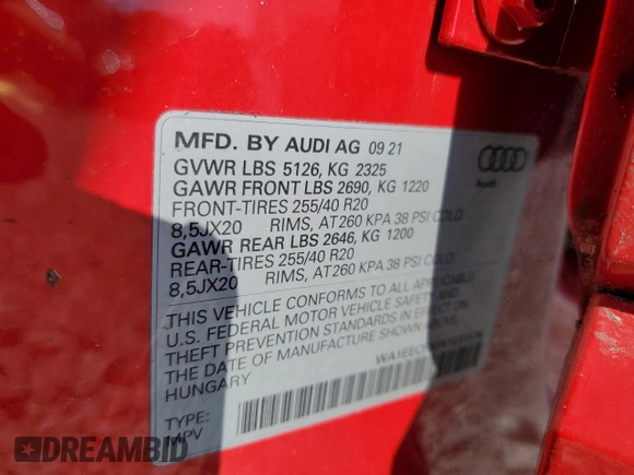 2022 Audi Q3 S line Premium Plus with VIN WA1EECF30N1031576, listed as a Copart auction lot 53605145 with 30,871 mi miles and Salvage title. Bid and sale history available at DreamBid. Image 13.
