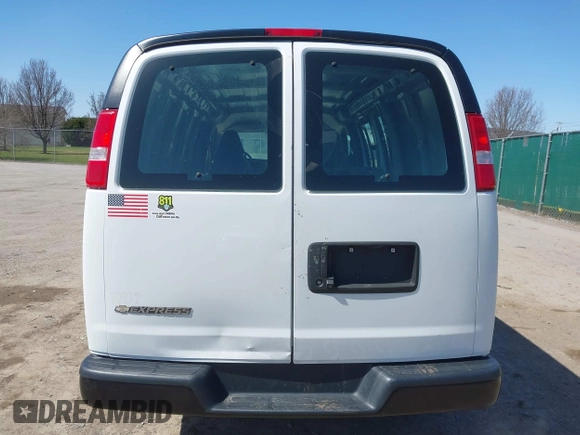 2019 Chevrolet Express Cargo Van with VIN 1GCWGAFG7K1196113, listed as a IAAI auction lot 41961791 with 80,015 mi miles. Bid and sale history available at carsss.com. Image 17.