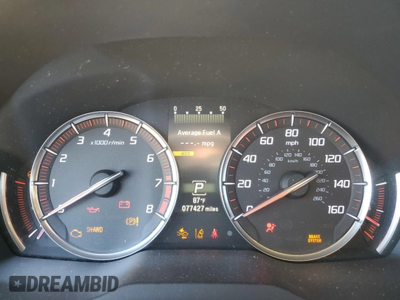 2019 Acura MDX Technology with VIN 5J8YD4H00KL016897, listed as a Copart auction lot 49585635 with 77,427 mi miles and Salvage title. Bid and sale history available at DreamBid. Image 9.