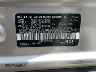 2023 Mitsubishi Eclipse Cross SE with VIN JA4ATWAA0PZ034008, listed as a Copart auction lot 57229795 with 31,713 mi miles and Salvage title. Bid and sale history available at DreamBid. Image 14.