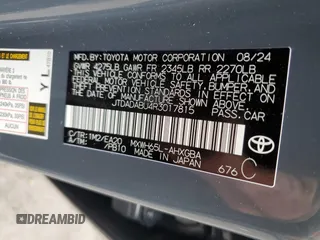 2024 Toyota Prius LE with VIN JTDADABU4R3017815, listed as a Copart auction lot 81692274 with 3,218 mi miles and Salvage Title. Bid and sale history available at carsss.com. Image 12.