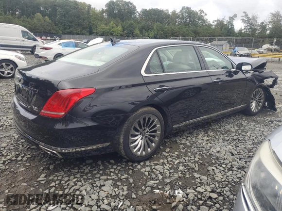 2019 Genesis G90 Premium with VIN KMHG34JA8KU050754, listed as a Copart auction lot 72037554 with 52,318 mi miles and Salvage Title. Bid and sale history available at carsss.com. Image 3.