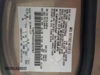 2005 Ford Taurus SE with VIN 1FAFP53205A252967, listed as a Copart auction lot 58449495 with Not provided miles and Salvage title. Bid and sale history available at DreamBid. Image 12.