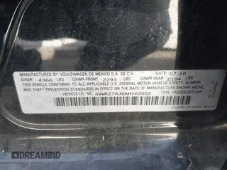 2010 Volkswagen Jetta Limited Edition with VIN 3VWRZ7AJ6AM163552, listed as a IAAI auction lot 42540534 with 205,796 mi miles and . Bid and sale history available at DreamBid. Image 9.