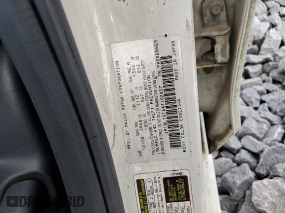 2010 Mazda 3 i Sport with VIN JM1BL1SF6A1102857, listed as a Copart auction lot 54330195 with Not Provided miles and Salvage Title. Bid and sale history available at DreamBid. Image 12.