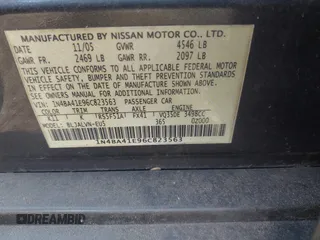 2006 Nissan Maxima SE with VIN 1N4BA41E96C823563, listed as a IAAI auction lot 42576331 with 204,896 mi miles and . Bid and sale history available at DreamBid. Image 9.