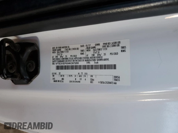 2017 Ford F-150 XL with VIN 1FTEX1EPXHKC67255, listed as a Copart auction lot 45247725 with 150,338 mi miles and Salvage Title. Bid and sale history available at carsss.com. Image 12.