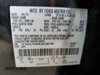 2014 Ford Explorer XLT with VIN 1FM5K7D80EGC34156, listed as a Copart auction lot 50270725 with 129,426 mi miles and Salvage Title. Bid and sale history available at DreamBid. Image 13.