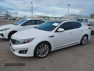 2015 Kia Optima SXL Turbo with VIN 5XXGR4A63FG374348, listed as a IAAI auction lot 41913278 with 173,880 mi miles and . Bid and sale history available at DreamBid. Image 2.