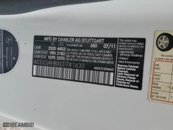 2012 Mercedes-Benz C-Class C 250 with VIN WDDGJ4HBXCF741630, listed as a Copart auction lot 52004645 with 91,428 mi miles and Salvage Title. Bid and sale history available at carsss.com. Image 15.