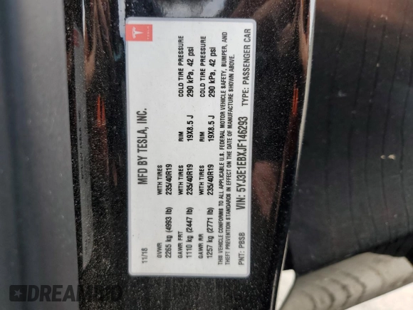 2018 Tesla Model 3 Long Range Battery z VIN 5YJ3E1EBXJF146293, wystawiony jako Copart lot #55349015 z przebiegiem 91 808 mil mil oraz Szkoda całkowita • Salvage title. Historia ofert i sprzedaży dostępna na DreamBid. Obrazek 12.