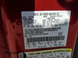 2014 Ford F-150 XL с VIN 1FTFW1ET7EFC59137, выставлен на аукционе Copart как лот 65973915 с пробегом 202 680 миль миль и Чистый • Clean title. История ставок и продаж доступна на DreamBid. Изображение 12.