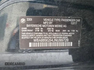 2018 BMW 3 Series 330i with VIN WBA8B9G54JNU99728, listed as a Copart auction lot 51407975 with 68,265 mi miles and Salvage Title. Bid and sale history available at carsss.com. Image 13.