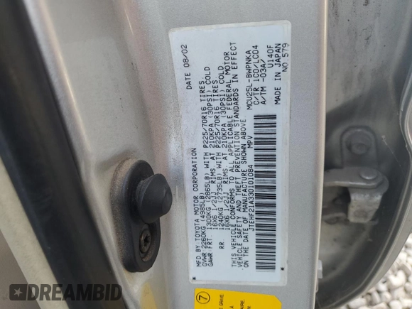 2003 Toyota Highlander z VIN JTEHF21A330101084, wystawiony jako Copart lot #72125604 z przebiegiem 232 467 mil mil oraz Szkoda całkowita • Salvage title. Historia ofert i sprzedaży dostępna na DreamBid. Obrazek 12.