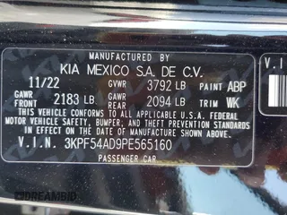 2023 Kia Forte GT-Line with VIN 3KPF54AD9PE565160, listed as a Copart auction lot 52536635 with 27,625 mi miles and Non Repairable. Bid and sale history available at carsss.com. Image 15.