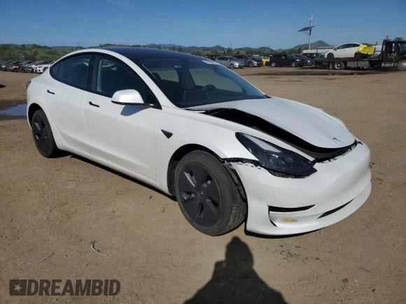 2023 Tesla Model 3 with VIN 5YJ3E1EA6PF423070, listed as a Copart auction lot 52029985 with 19,541 mi miles and Salvage Title. Bid and sale history available at DreamBid. Image 4.