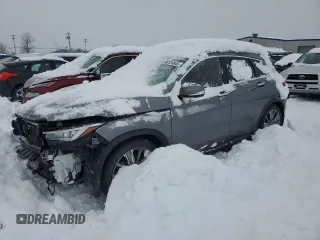 2021 Infiniti QX50 Essential z VIN 3PCAJ5CB4MF112724, wystawiony jako Copart lot #45124845 z przebiegiem Nie podano mil oraz Szkoda całkowita • Salvage title. Historia ofert i sprzedaży dostępna na DreamBid. Obrazek 1.