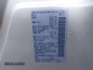2017 Nissan Pathfinder SV z VIN 5N1DR2MM3HC696441, wystawiony jako IAAI lot #42551768 z przebiegiem 85 578 mil mil oraz . Historia ofert i sprzedaży dostępna na DreamBid. Obrazek 9.