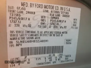 2003 Lincoln Aviator Luxury z VIN 5LMEU68H83ZJ48591, wystawiony jako Copart lot #77802584 z przebiegiem 152 609 mil mil oraz Szkoda całkowita • Salvage title. Historia ofert i sprzedaży dostępna na DreamBid. Obrazek 13.