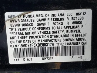 2013 Acura ILX Premium Pkg with VIN 19VDE1F5XDE003179, listed as a IAAI auction lot 41688274 with 186,470 mi miles. Bid and sale history available at carsss.com. Image 9.