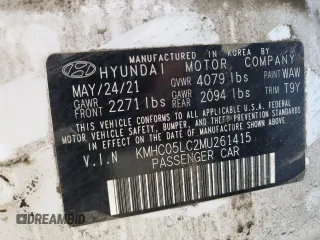 2021 Hyundai Ioniq Limited z VIN KMHC05LC2MU261415, wystawiony jako Copart lot #43313435 z przebiegiem 80 580 mil mil oraz Szkoda całkowita • Salvage title. Historia ofert i sprzedaży dostępna na DreamBid. Obrazek 14.
