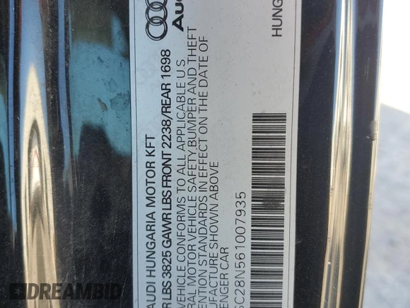 2006 Audi TT with VIN TRUSC28N561007935, listed as a Copart auction lot 83048974 with 125,458 mi miles and Salvage title. Bid and sale history available at DreamBid. Image 12.