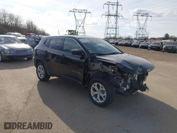 2024 Jeep Compass Sport with VIN 3C4NJDAN0RT131983, listed as a IAAI auction lot 41628275 with 6,283 mi miles and . Bid and sale history available at DreamBid. Image 1.