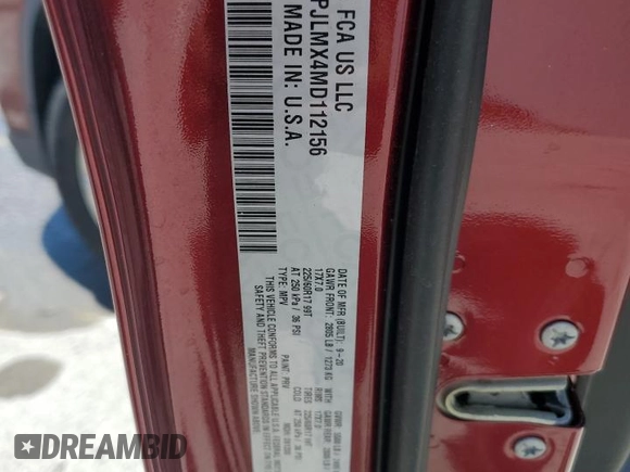 2021 Jeep Cherokee Latitude Lux z VIN 1C4PJLMX4MD112156, wystawiony jako Copart lot #53464955 z przebiegiem 11 822 mil mil oraz Nie do naprawy • Non repairable. Historia ofert i sprzedaży dostępna na DreamBid. Obrazek 13.