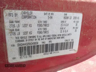 1994 Dodge Caravan Grand SE z VIN 1B4GH4432RX349830, wystawiony jako IAAI lot #42217968 z przebiegiem 161 577 mil mil oraz . Historia ofert i sprzedaży dostępna na DreamBid. Obrazek 9.
