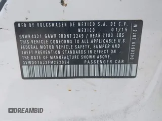 2015 Volkswagen Jetta SE с VIN 3VWD07AJ3FM282994, выставлен на аукционе IAAI как лот 42724323 с пробегом 147 448 миль миль и . История ставок и продаж доступна на DreamBid. Изображение 9.
