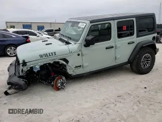 2024 Jeep Wrangler Willys с VIN 1C4RJXDG4RW266071, выставлен на аукционе Copart как лот 73152464 с пробегом 349 миль миль и Списание • Salvage title. История ставок и продаж доступна на DreamBid. Изображение 11.