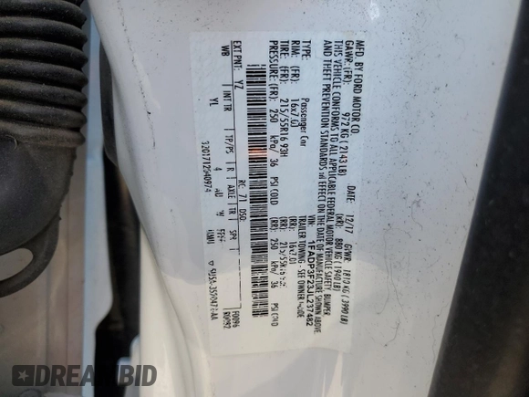 2018 Ford Focus SE with VIN 1FADP3F23JL237482, listed as a Copart auction lot 47798375 with 140,927 mi miles and Salvage Title. Bid and sale history available at carsss.com. Image 12.