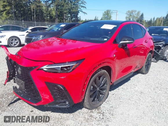 2025 Lexus NX with VIN JTJKKCFZ9S2043833, listed as a IAAI auction lot 42062661 with 9,850 mi miles. Bid and sale history available at carsss.com. Image 2.