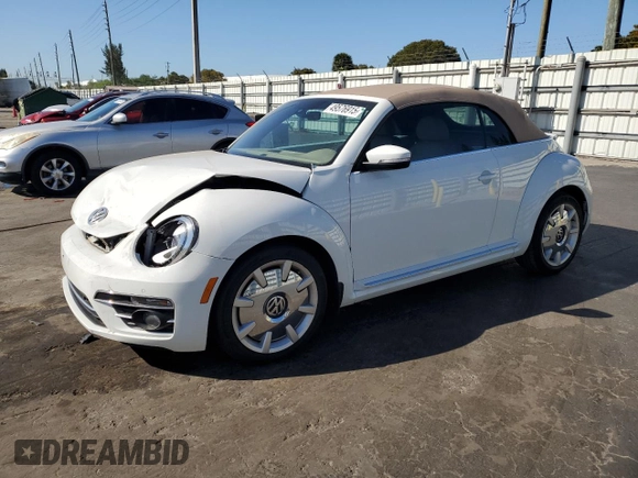 2018 Volkswagen Beetle S with VIN 3VW5DAAT1JM510524, listed as a Copart auction lot 49576915 with 48,750 mi miles and Salvage title. Bid and sale history available at DreamBid. Image 1.