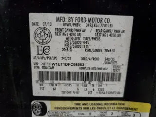2013 Ford F-150 XL with VIN 1FTFW1ET1DFC98983, listed as a Copart auction lot 88250035 with 0 mi miles and Clean Title. Bid and sale history available at carsss.com. Image 12.