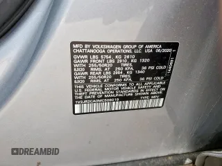 2021 Volkswagen Atlas SE with VIN 1V2JR2CA0MC506019, listed as a Copart auction lot 54863625 with 134,139 mi miles and Salvage title. Bid and sale history available at DreamBid. Image 12.