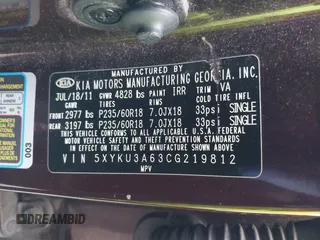 2012 Kia Sorento EX with VIN 5XYKU3A63CG219812, listed as a IAAI auction lot 41452705 with 247,584 mi miles. Bid and sale history available at carsss.com. Image 9.
