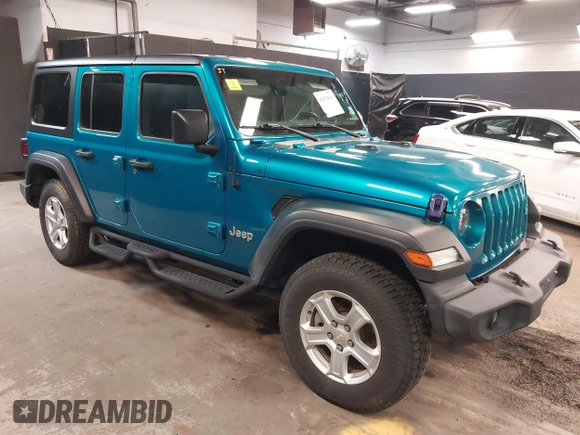 2020 Jeep Wrangler Unlimited Sport S z VIN 1C4HJXDN9LW194222, wystawiony jako IAAI lot #42079625 z przebiegiem 78 437 mil mil oraz . Historia ofert i sprzedaży dostępna na DreamBid. Obrazek 1.