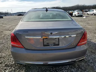 2018 Genesis G90 5.0L Ultimate with VIN KMHG54JH9JU037162, listed as a Copart auction lot 46157295 with 81,409 mi miles and Salvage Title. Bid and sale history available at carsss.com. Image 6.