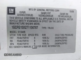 2007 Chevrolet Express Cargo Van with VIN 1GCFG15X271156787, listed as a IAAI auction lot 41980610 with 266,250 mi miles. Bid and sale history available at carsss.com. Image 9.