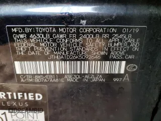 2019 Lexus IS with VIN JTHBA1D26K5092646, listed as a Copart auction lot 42962115 with 81,598 mi miles and Salvage Title. Bid and sale history available at carsss.com. Image 12.