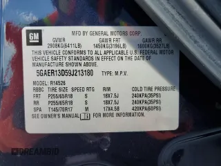 2009 Buick Enclave CX with VIN 5GAER13D59J213180, listed as a Copart auction lot 75176244 with Not Provided miles and Non Repairable. Bid and sale history available at DreamBid. Image 14.