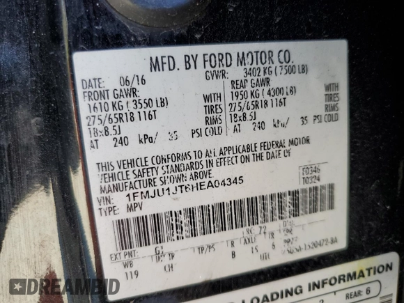 2017 Ford Expedition XLT with VIN 1FMJU1JT6HEA04345, listed as a Copart auction lot 50026975 with Not provided miles and Salvage title. Bid and sale history available at DreamBid. Image 14.