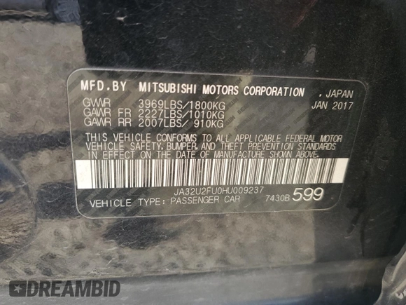 2017 Mitsubishi Lancer ES with VIN JA32U2FU0HU009237, listed as a Copart auction lot 73385144 with 99,490 mi miles and Salvage Title. Bid and sale history available at carsss.com. Image 12.