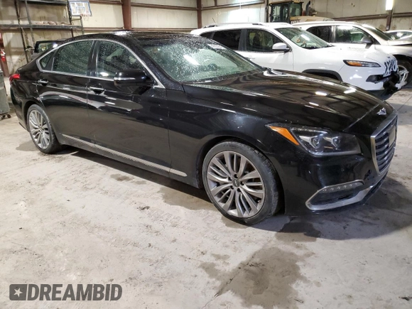 2018 Genesis G80 Ultimate with VIN KMHGN4JF5JU242136, listed as a Copart auction lot 47272645 with 166,868 mi miles and Salvage Title. Bid and sale history available at DreamBid. Image 4.