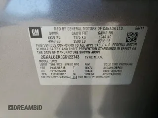 2012 GMC Terrain SLT-1 with VIN 2GKALUEK0C6122743, listed as a Copart auction lot 56112855 with 95,131 mi miles and Salvage title. Bid and sale history available at DreamBid. Image 13.
