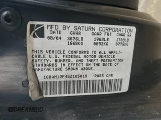 2005 Saturn ION ION 2 with VIN 1G8AN12F45Z105019, listed as a Copart auction lot 55380314 with 173,681 mi miles and Non Repairable. Bid and sale history available at carsss.com. Image 12.